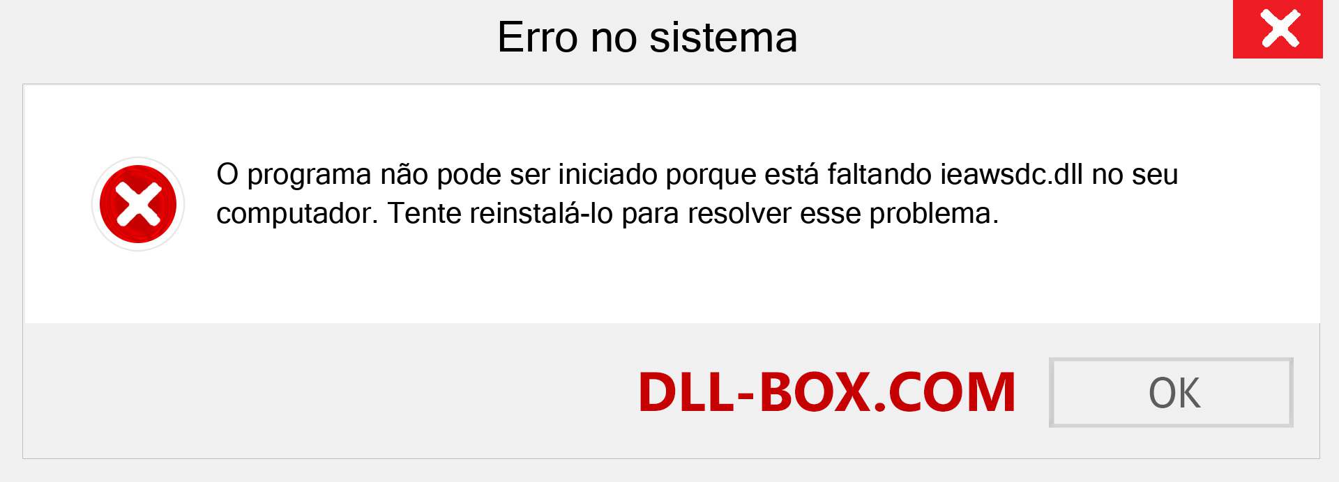 Arquivo ieawsdc.dll ausente ?. Download para Windows 7, 8, 10 - Correção de erro ausente ieawsdc dll no Windows, fotos, imagens